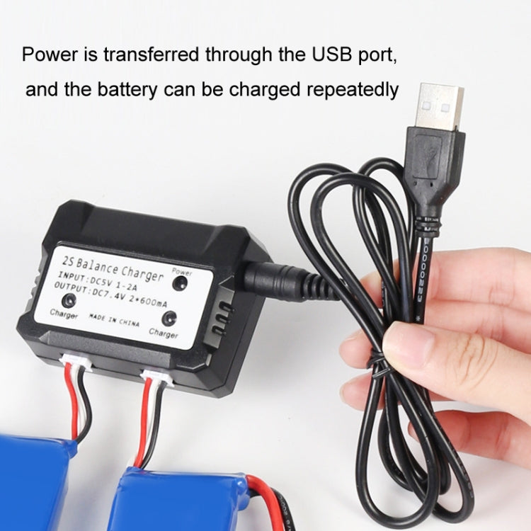 One-To-Two 7.4V Lithium Battery Overcharge Protection USB Charger With Light - XH-3P Plug