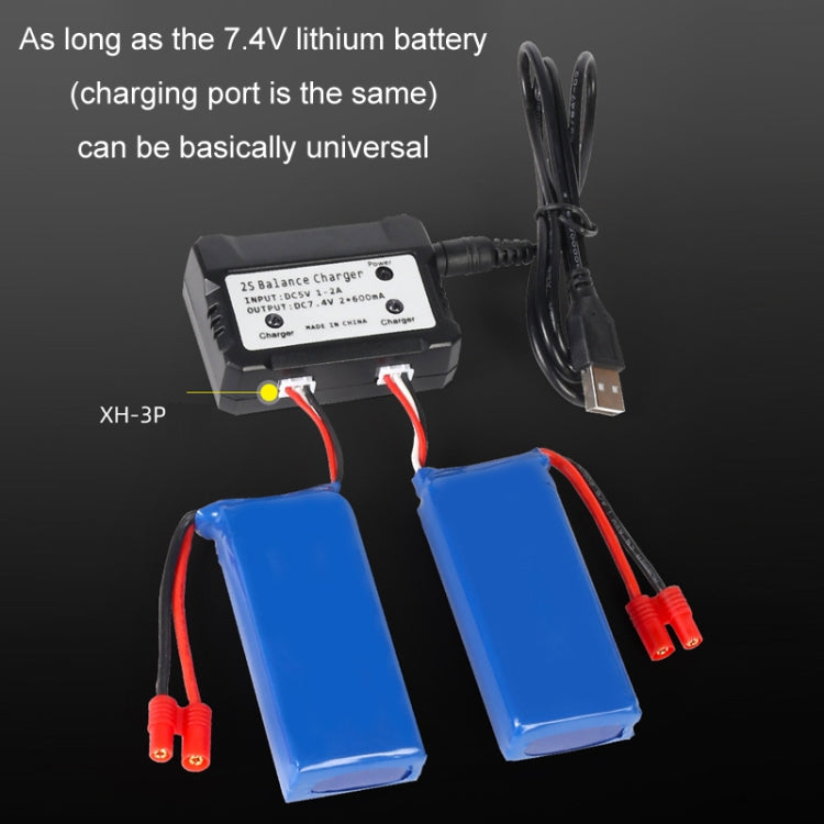 One-To-Two 7.4V Lithium Battery Overcharge Protection USB Charger With Light - XH-3P Plug