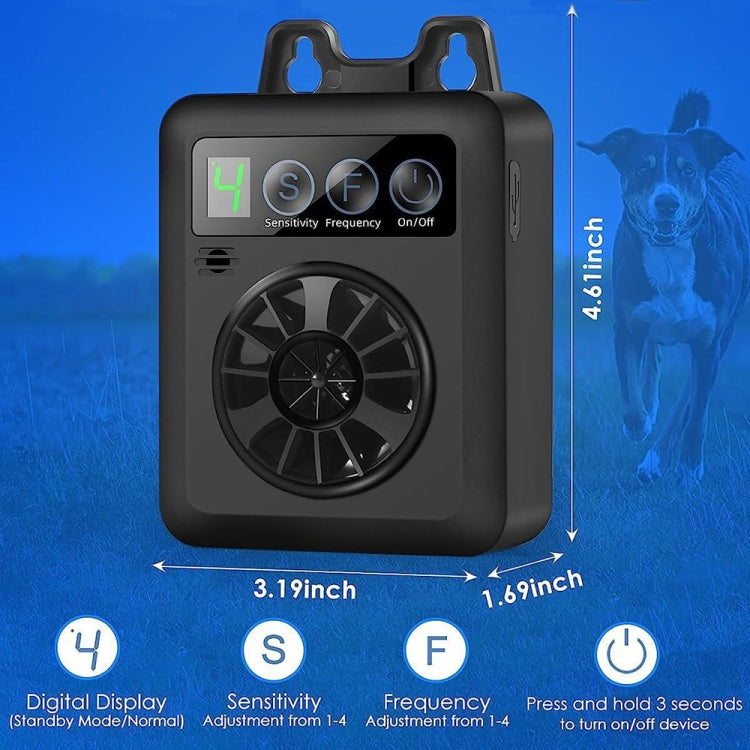 K6 Digital Display Intelligent Ultrasonic Barking Control Device Dog Training Device Repellent Device - Black