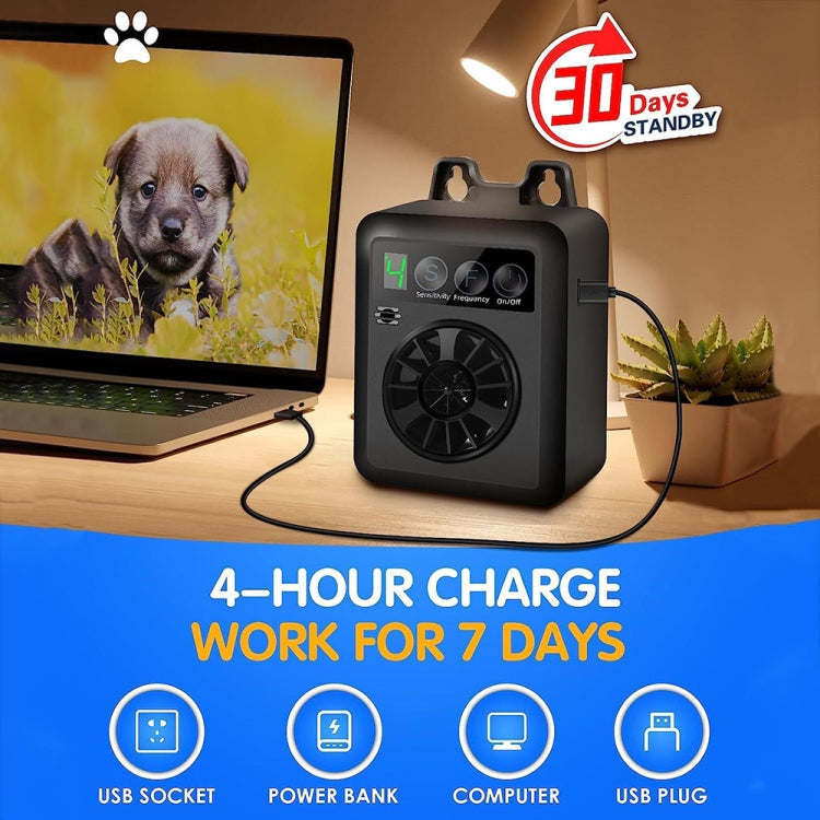 K6 Digital Display Intelligent Ultrasonic Barking Control Device Dog Training Device Repellent Device - Black