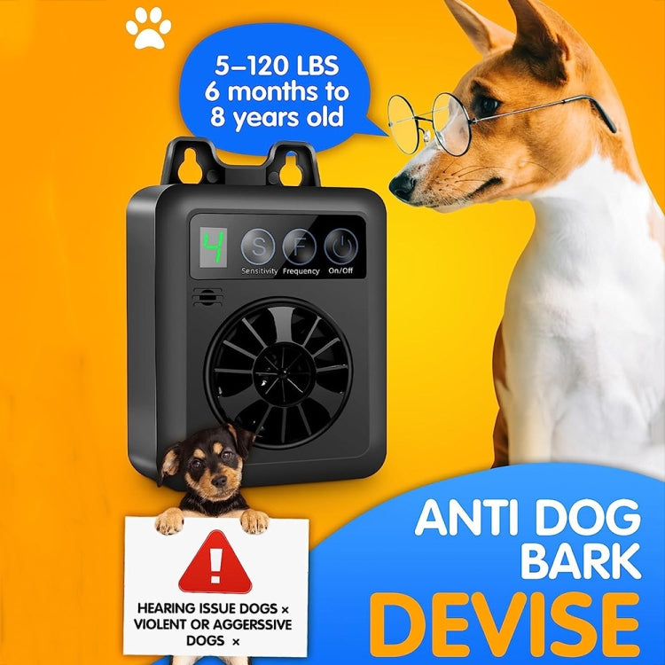 K6 Digital Display Intelligent Ultrasonic Barking Control Device Dog Training Device Repellent Device - Black