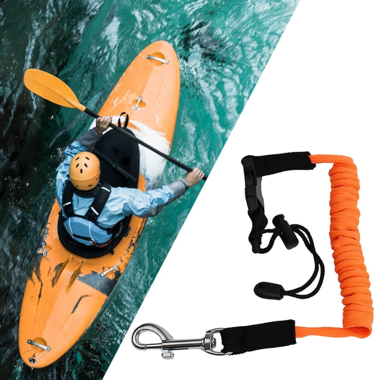 Stretchable Kayak Paddle Board Safety Rope Spring Leash With Safety Lock - Orange