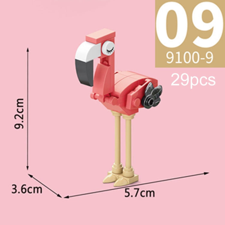 LELE BROTHER 9100-9 Flamingo Bird Paradise Small Particle Children Early Learning Puzzle Building Blocks Toy