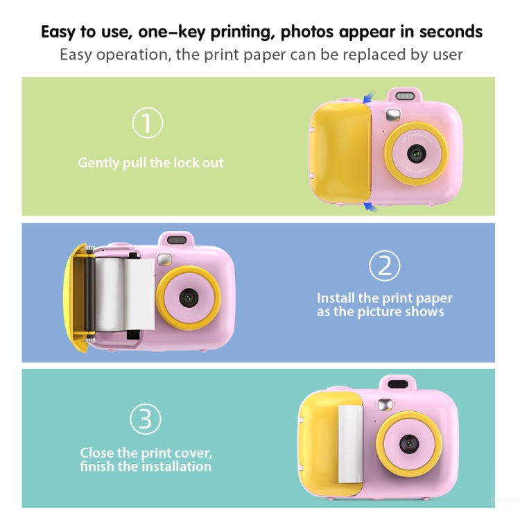 2.4-Inch Smart Digital Kids Thermal Printing Camera With Printing Paper, Color: 503J Blue Fixed Focus