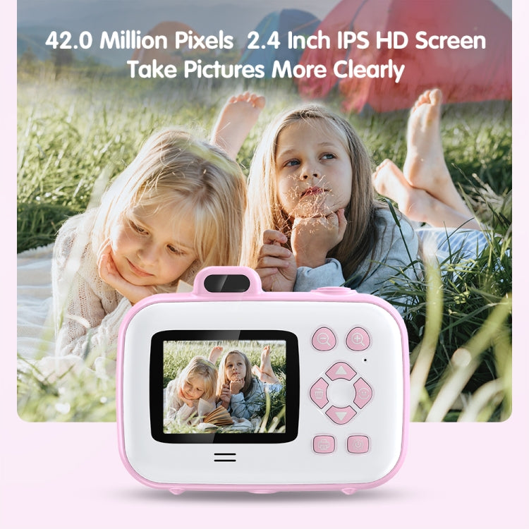 2.4-Inch Smart Digital Kids Thermal Printing Camera With Printing Paper, Color: 503AF Pink Focus