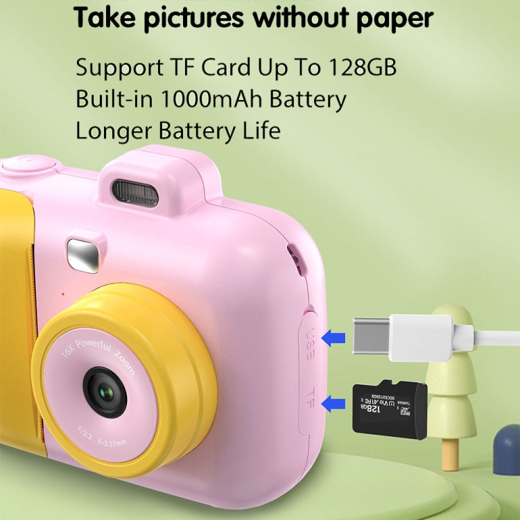 2.4-Inch Smart Digital Kids Thermal Printing Camera With Printing Paper, Color: 503AF Pink Focus