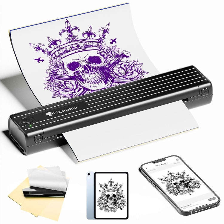 Phomemo TP83-BK Wireless Tattoo Stencil Printer With 10pcs Transfer Paper - Black