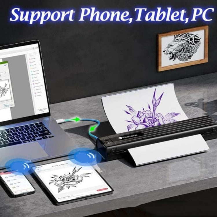 Phomemo TP83-BK Wireless Tattoo Stencil Printer With 10pcs Transfer Paper - Black