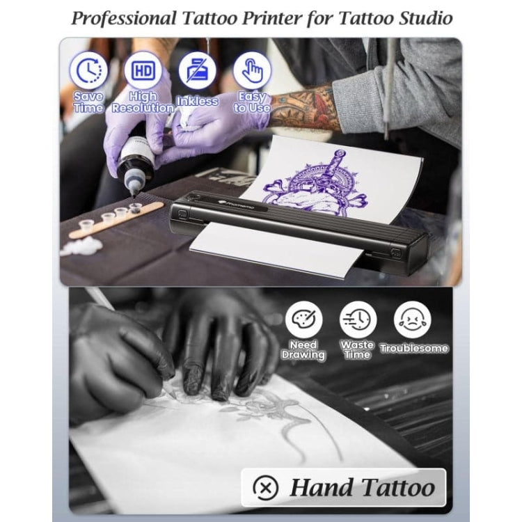 Phomemo TP83-BK Wireless Tattoo Stencil Printer With 10pcs Transfer Paper - Black