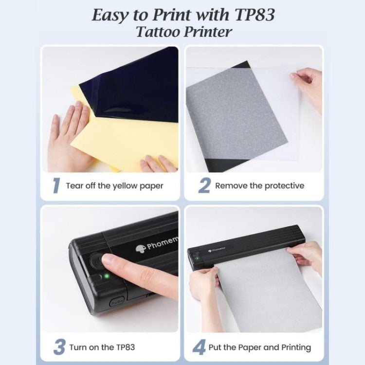 Phomemo TP83-BK Wireless Tattoo Stencil Printer With 10pcs Transfer Paper - Black