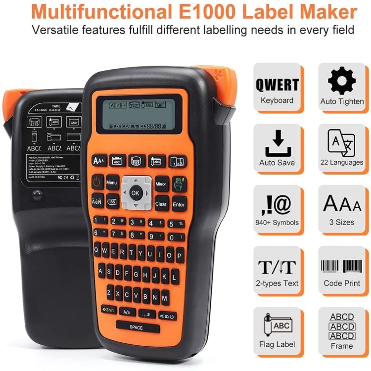 Phomemo E1000 Handheld Industrial Label Maker Thermal Transfer Printer with Keyboard  - Gray