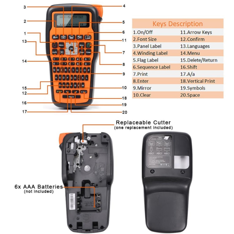 Phomemo E1000 Handheld Industrial Label Maker Thermal Transfer Printer with Keyboard  - Gray