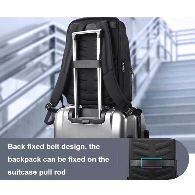 Bopai 61-51011 Large-Capacity Waterproof Business Laptop Backpack With USB+Type-C Port - Black