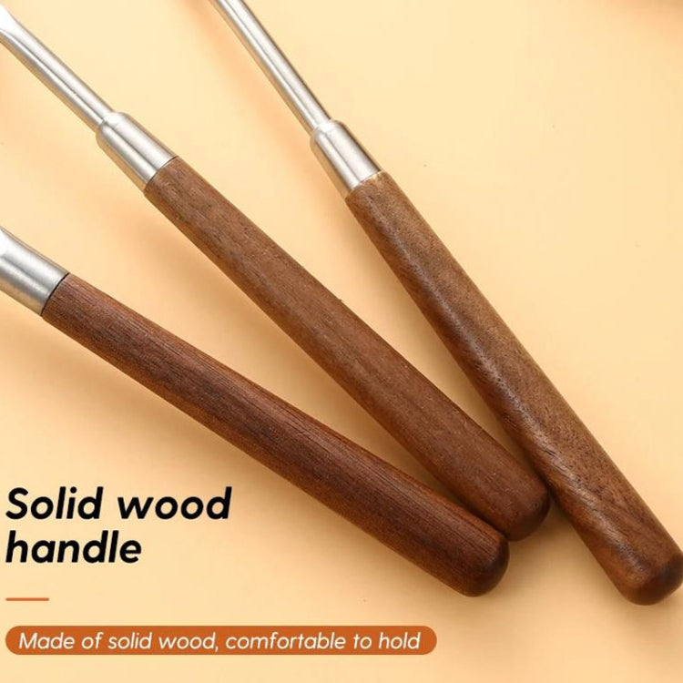 304 Stainless Steel Walnut Handle Cooking Tools Home Restaurant Kitchen Gadgets, Style: Rice Spoon