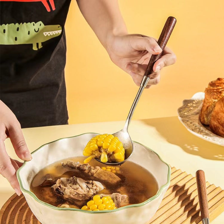 304 Stainless Steel Walnut Handle Cooking Tools Home Restaurant Kitchen Gadgets, Style: Rice Spoon