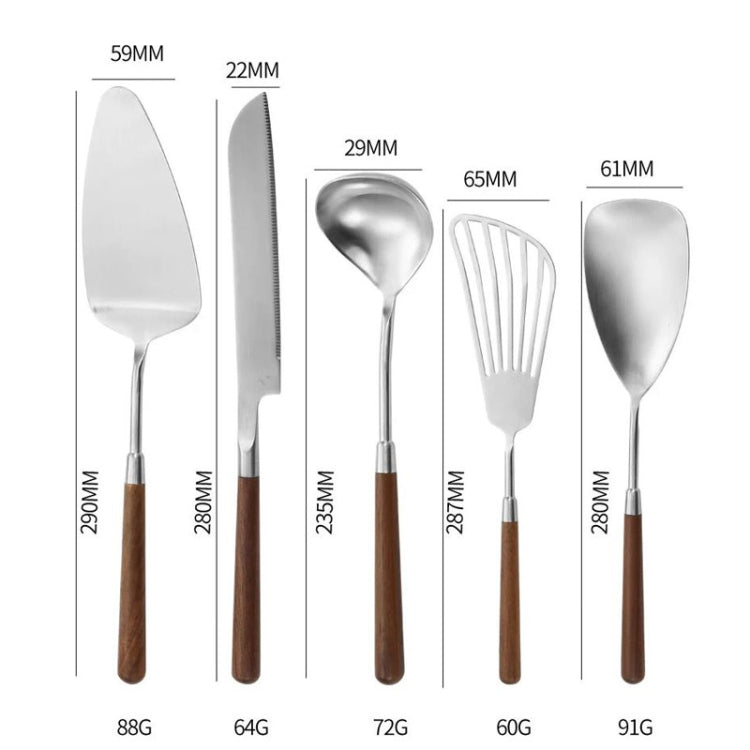 304 Stainless Steel Walnut Handle Cooking Tools Home Restaurant Kitchen Gadgets, Style: Cake Spatula