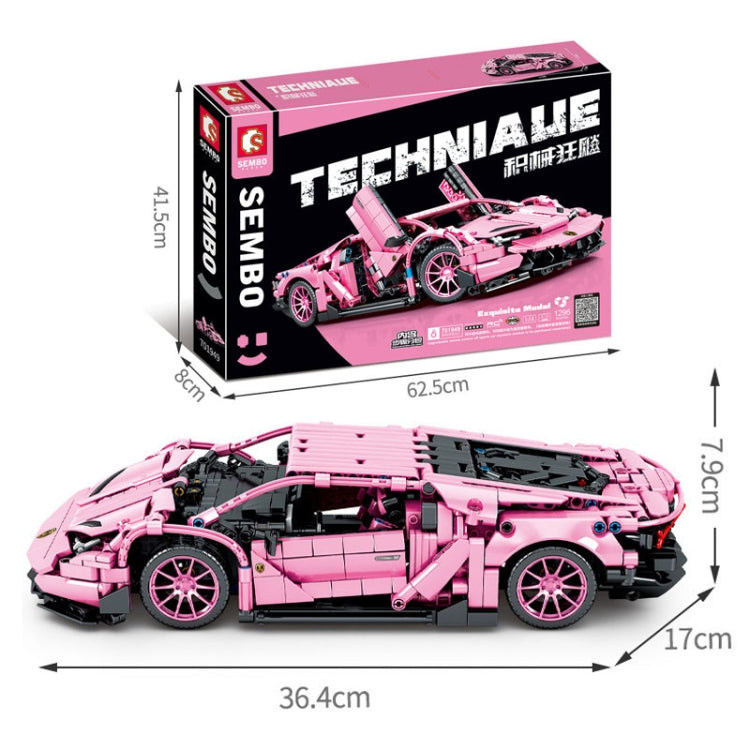 SEMBO 701949 1:14 Sports Racing Car Model Building Blocks Puzzle Assembly Children Toy