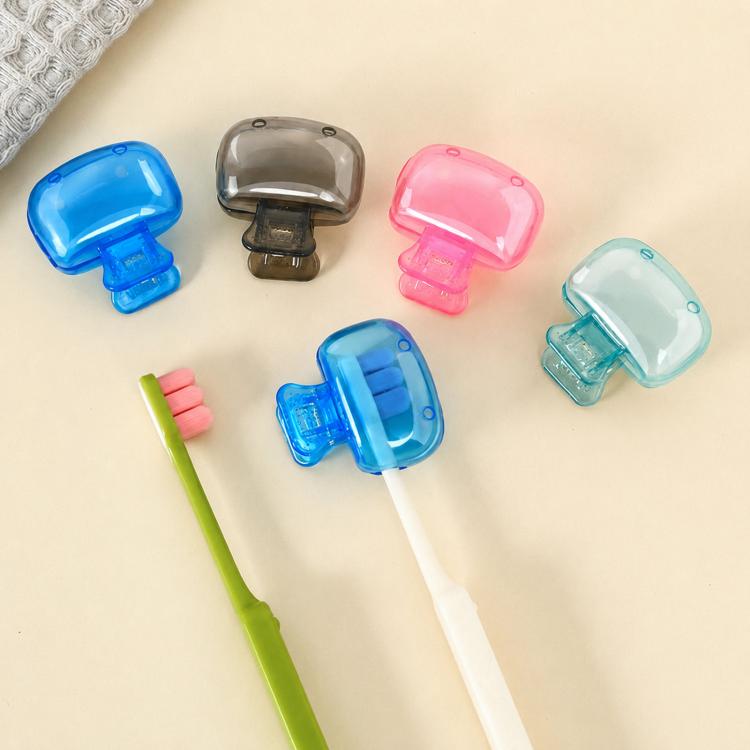 4pcs Toothbrush Storage Clip Toothbrush Protective Cap Portable Plastic Toothbrush Box - Gray+Royal Blue+Peacock Blue+Pink