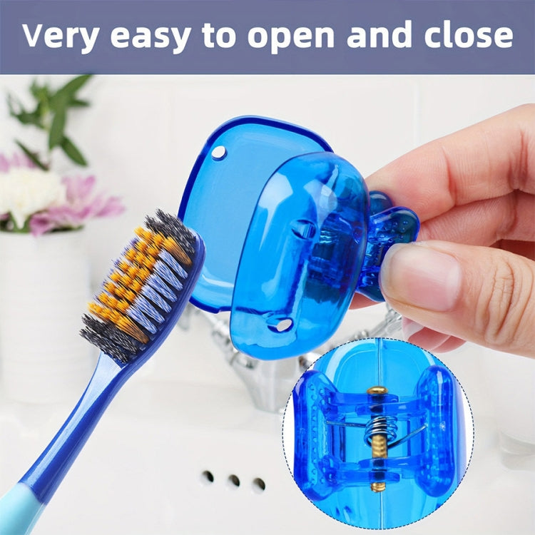 4pcs Toothbrush Storage Clip Toothbrush Protective Cap Portable Plastic Toothbrush Box - Gray+Royal Blue+Peacock Blue+Pink