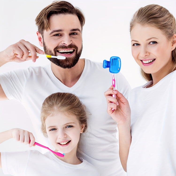 4pcs Toothbrush Storage Clip Toothbrush Protective Cap Portable Plastic Toothbrush Box - Gray+Royal Blue+Peacock Blue+Pink