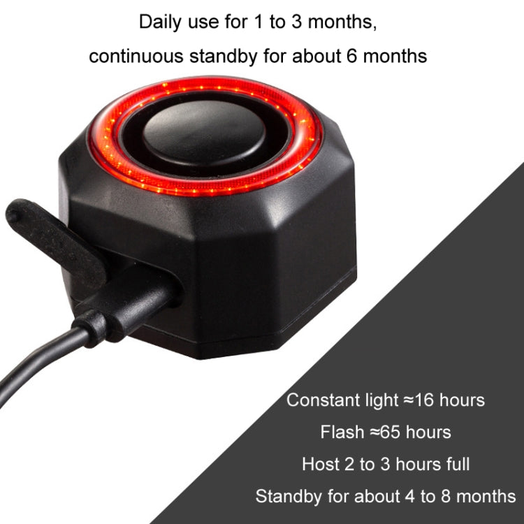 Bicycle Smart Taillight Anti-theft Alarm Brake Warning Light, Model: WL03C Remote Control