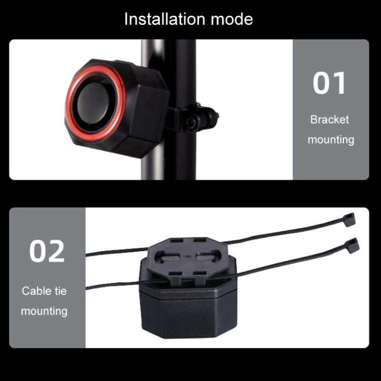 Bicycle Smart Taillight Anti-theft Alarm Brake Warning Light, Model: WL09C Remote Control