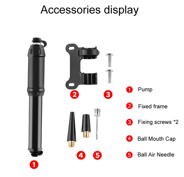 Bicycle High Pressure Pump Home Mini Portable Basketball Inflator Accessories - Black
