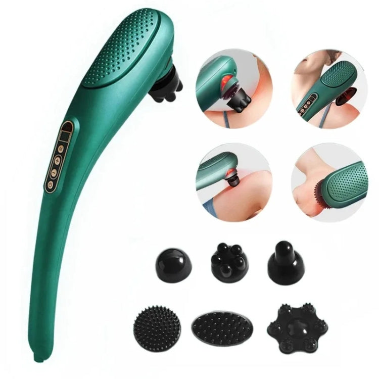 6 In 1 Handheld Body Massager 15 Modes Heating Vibration Massage Stick - Green