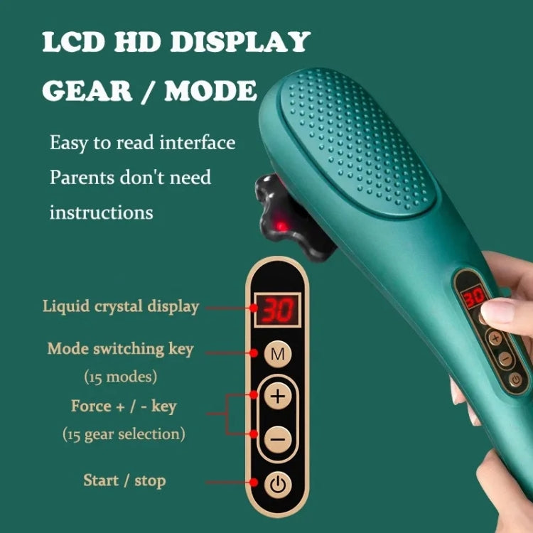 6 In 1 Handheld Body Massager 15 Modes Heating Vibration Massage Stick - Green