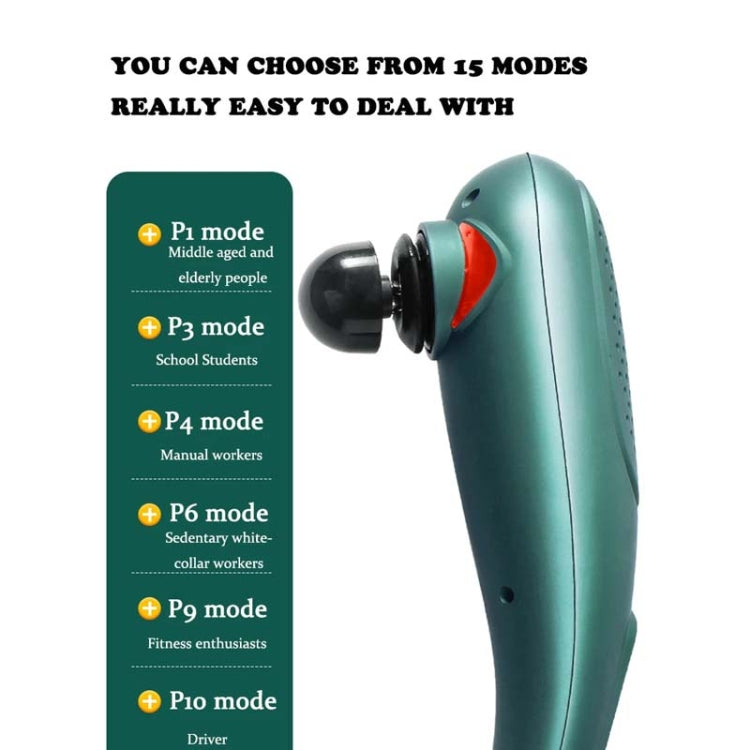 6 In 1 Handheld Body Massager 15 Modes Heating Vibration Massage Stick - Green