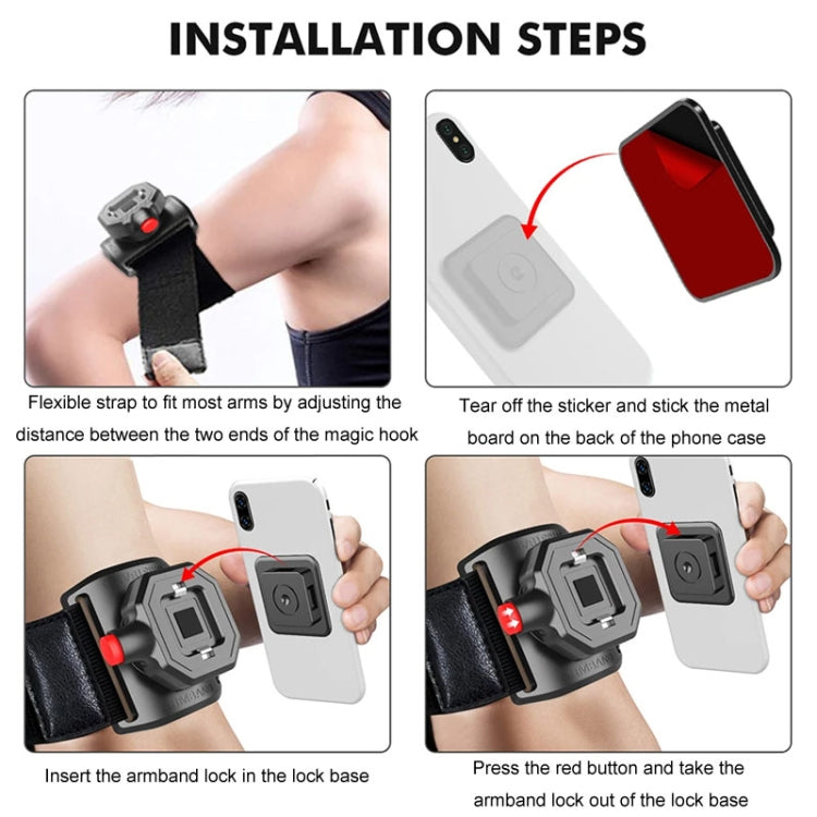 Outdoor Sports Wrist Band Mobile Phone Holder Running Fitness Wrist Strap Phone Holder - Black
