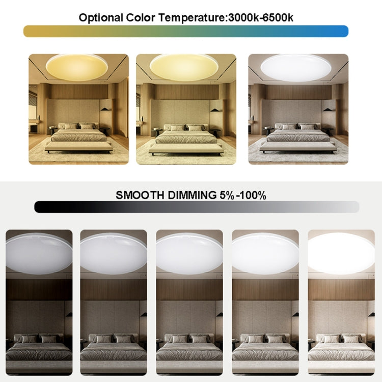 24W 30cm RGBCW Full Color Smart WiFi Tuya Ceiling Light with Remote Control  - Black