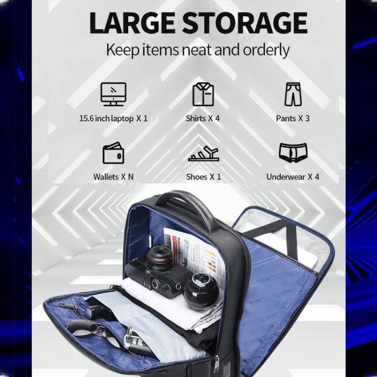 Bopai 61-53111 Large-capacity Waterproof Business Laptop Backpack With USB+Type-C Port - Black