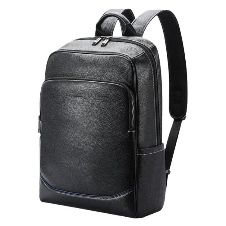 Bopai 61-121671A Top-Layer Cowhide Large-Capacity Casual Business Laptop Backpack - Black