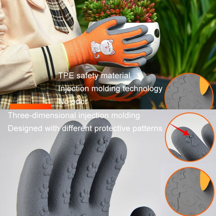 1pair TPE Children Cartoon Gloves Hamster Parrot Anti-scratch Bite Student Gardening Protective Anti-slip Wear-resistant Gloves, Size: S Yellow