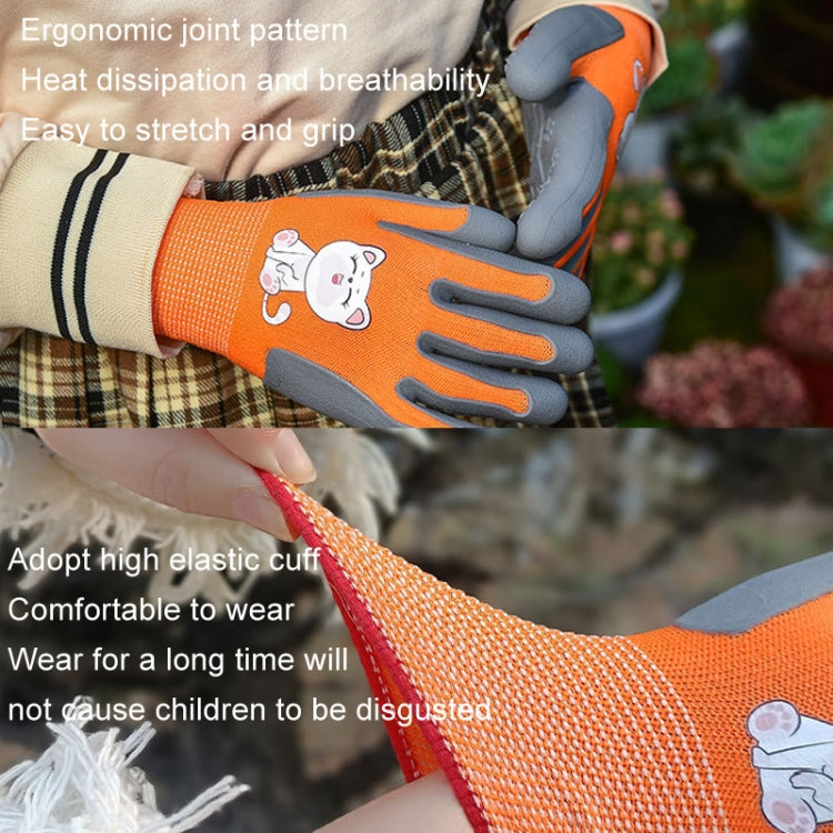 1pair TPE Children Cartoon Gloves Hamster Parrot Anti-scratch Bite Student Gardening Protective Anti-slip Wear-resistant Gloves, Size: S Yellow