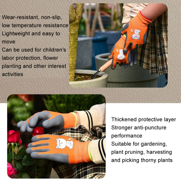 1pair TPE Children Cartoon Gloves Hamster Parrot Anti-scratch Bite Student Gardening Protective Anti-slip Wear-resistant Gloves, Size: S Yellow