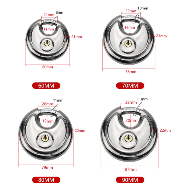 90mm Household Anti-Theft Rust-Proof And Waterproof Pure Copper Core Round Padlock