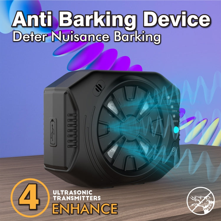 Ultrasonic Anti Dog Bark Device 3 Adjustable Levels Waterproof Bark Silencer - Black