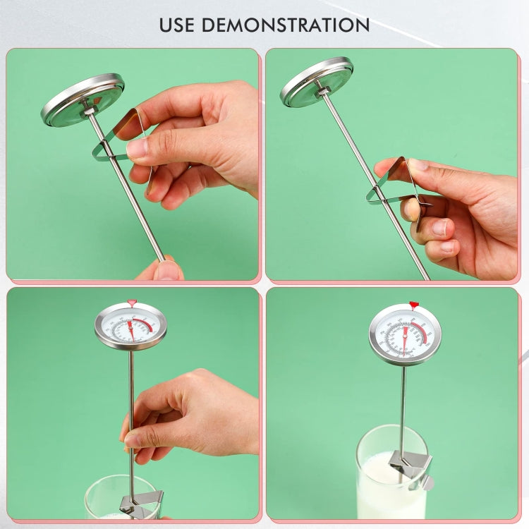 40cm Long Stem Stainless Steel Thermometer with Pot Clip for Frying, Cooking, Turkey, Food, Milk