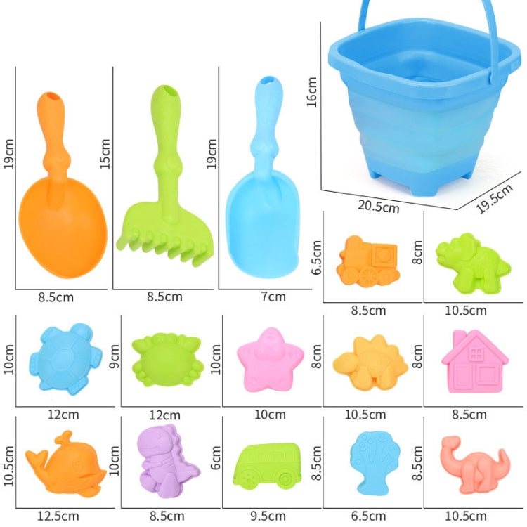16pcs /Set Children Folding Bucket Beach Toys Play House Water Play Sand Dredging Tools
