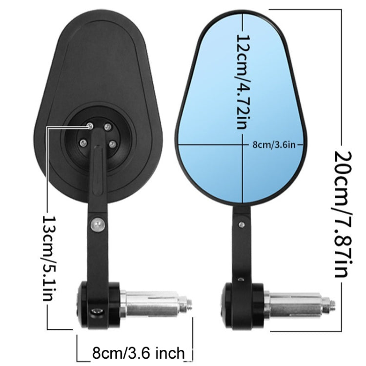 Motorcycle Aluminum Alloy Foldable Rearview Mirror - Black