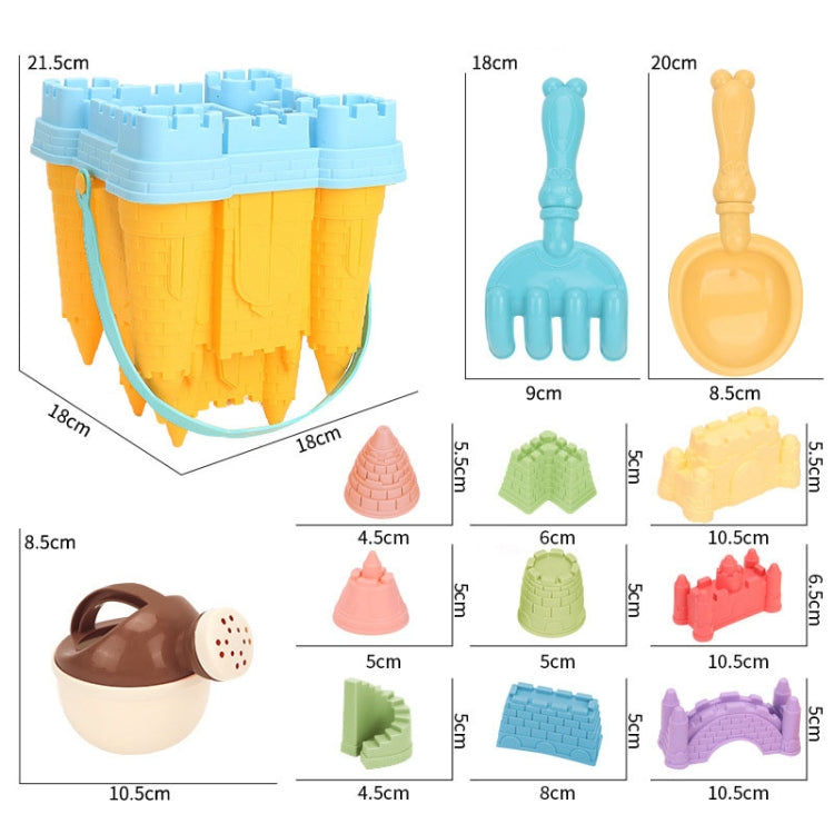 13pcs /Set Outdoor Castle Beach Toy Bucket Child Play House Cartoon Play Sand Dredging Tool