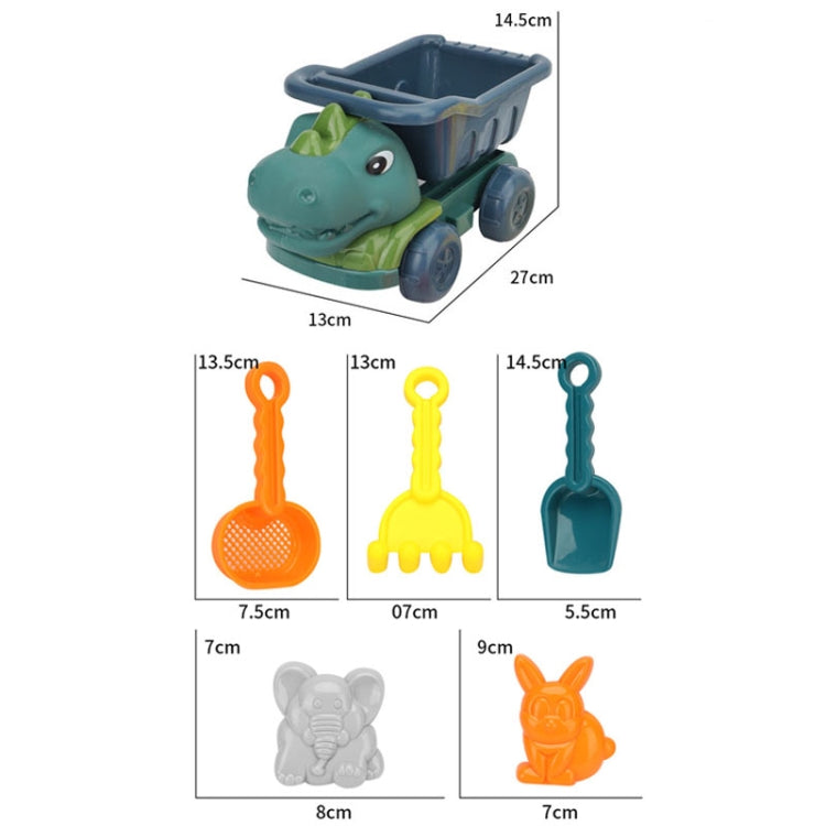 Children Dinosaur Engineering Car Shovel Beach Toys Set Baby Outdoor Water Dredging Tool, Color: 8295-67  - Light Green