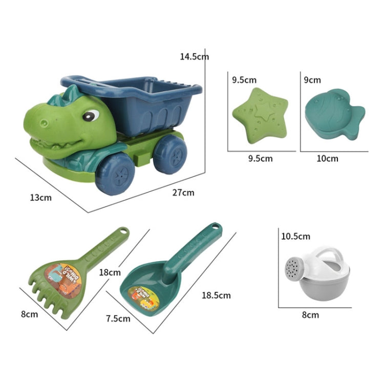 Children Dinosaur Engineering Car Shovel Beach Toys Set Baby Outdoor Water Dredging Tool, Color: 8295-67A  - Dark Green
