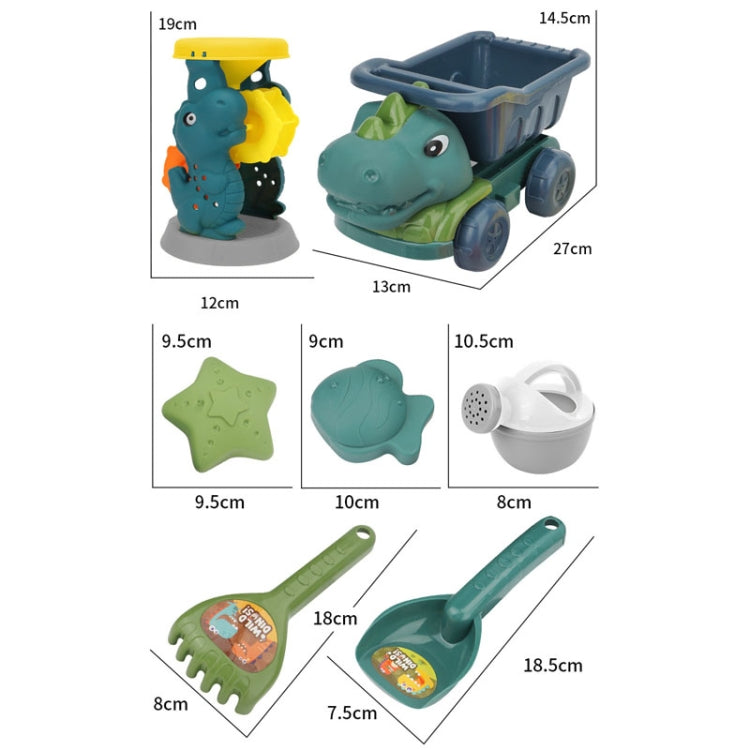 Children Dinosaur Engineering Car Shovel Beach Toys Set Baby Outdoor Water Dredging Tool, Color: 8295-67B  - Light Green