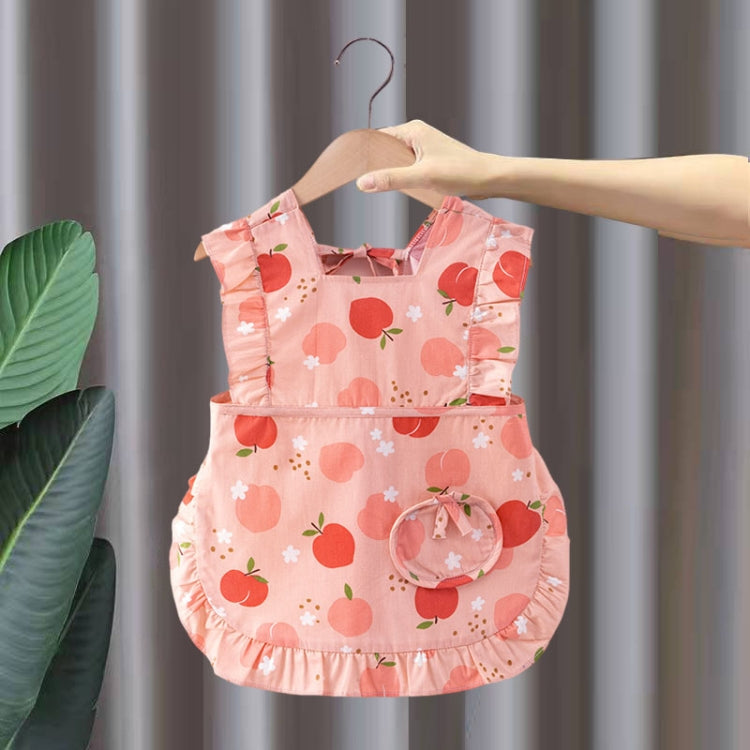Children Summer Sleeveless Bibs Flowery Eating Reversible Clothes, Style: Peach