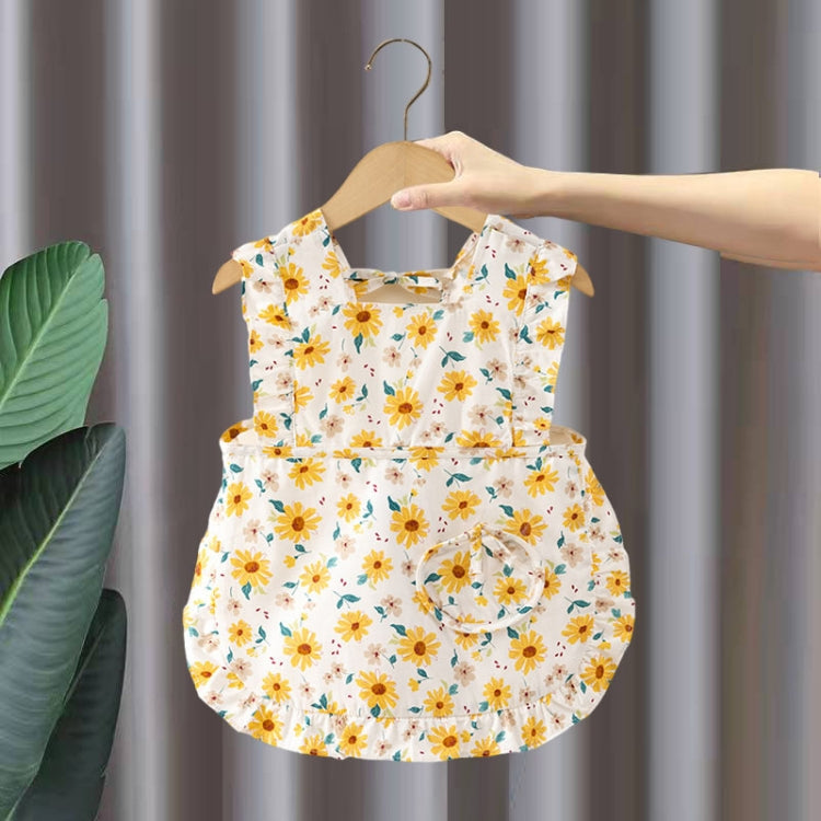 Children Summer Sleeveless Bibs Flowery Eating Reversible Clothes, Style: Yellow Sunflower