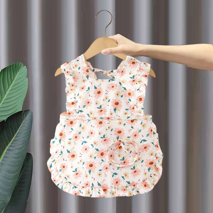 Children Summer Sleeveless Bibs Flowery Eating Reversible Clothes, Style: Pink Sunflower