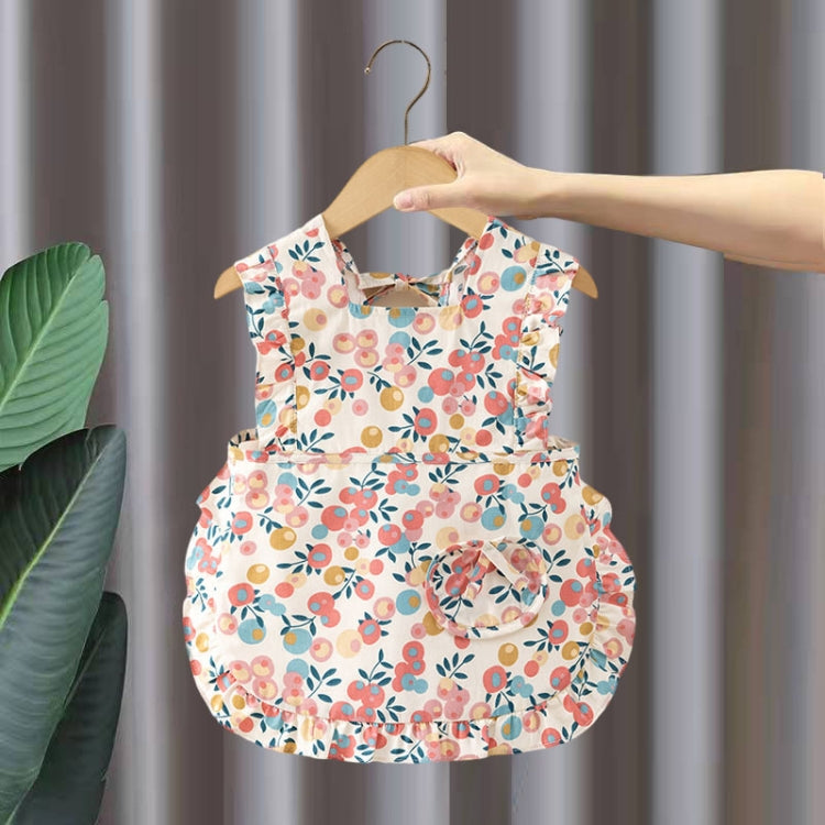Children Summer Sleeveless Bibs Flowery Eating Reversible Clothes, Style: Cherry